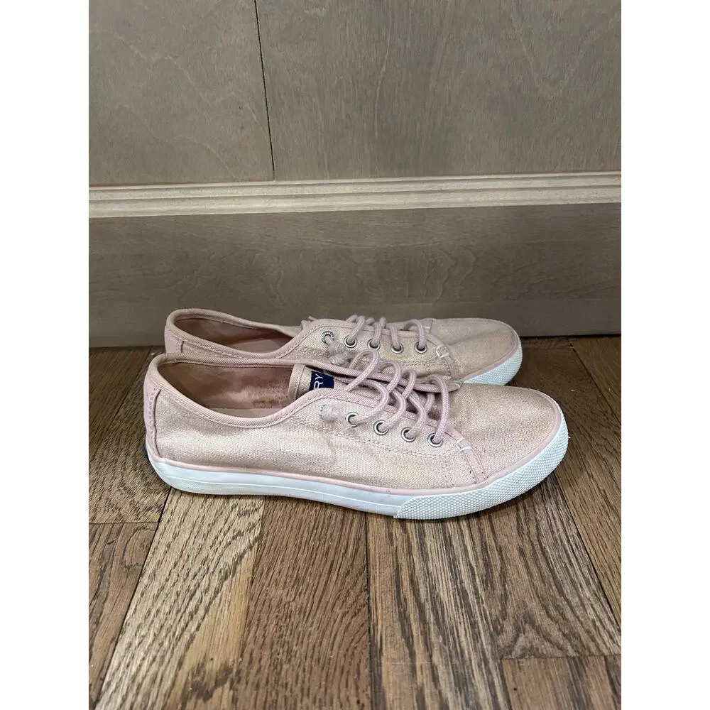 Sperry Top Sider Crest Vibe Rose Gold Shimmer Sneakers 5 Preppy Coastal Summer